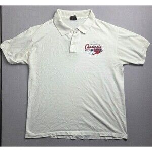 Vintage St. Louis Cardinals Polo Shirt ANVIL Mens Large Baseball White 90's USA